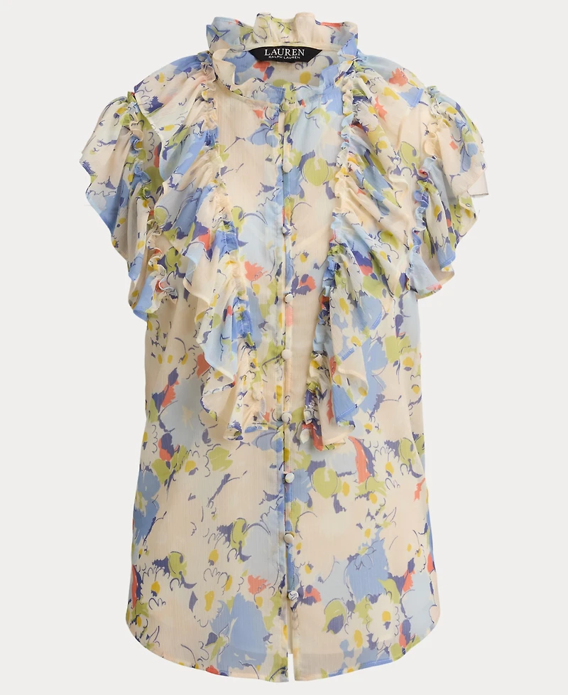 Lauren Ralph Women's Floral Flutter-Sleeve Shirt