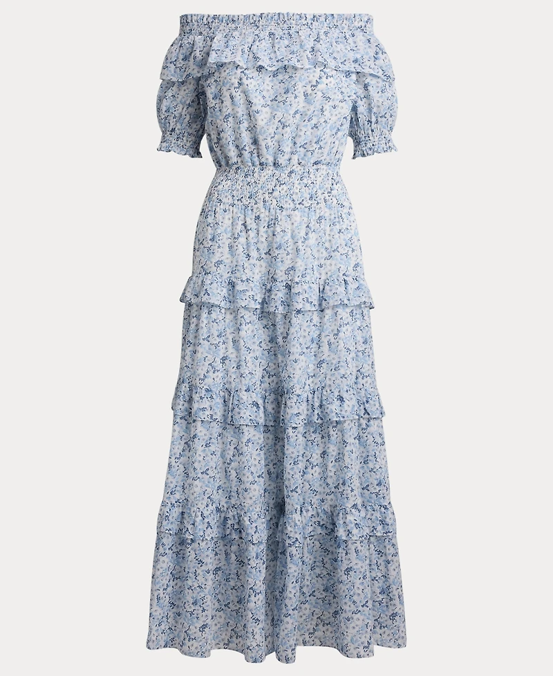 Lauren Ralph Women's Off-The-Shoulder Midi Dress