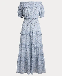 Lauren Ralph Women's Off-The-Shoulder Midi Dress