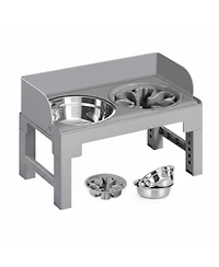 Aronkl Dog Elevated Stand with Slow Feeder & 2 Stainless Steel Bowls Adjustable Height Tilted Design
