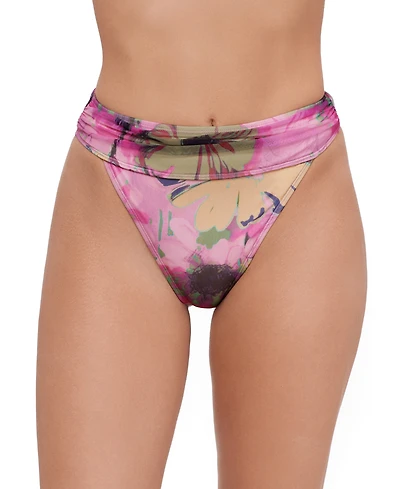 Steve Madden Women's High-Waist Ruched Band Swim Bottoms