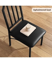 Gaomon 3-Piece Square Dining Set for 2, Table & Upholstered Chairs, Rustic Brown/Brown