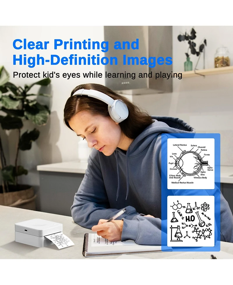 Swifint PM230 Mini Bluetooth Thermal Sticker Printer. Includes 3 paper rolls & templates for easy printing from phones & tablets. Portable design