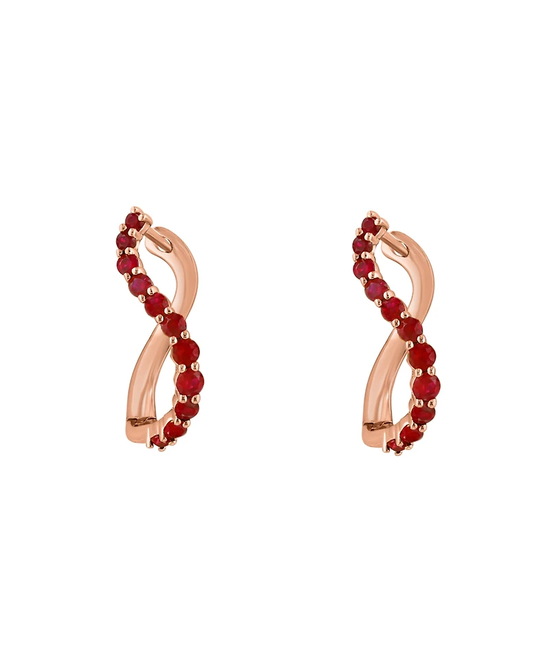 Ruby Swirl Hoop Earrings (3/4 ct. t.w.) in 14k Rose Gold