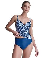 Dkny Women's O-Ring-Trim Crossover Ruched Tankini Top