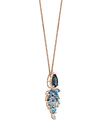 Lali Jewels London Blue Topaz (3-3/8 ct. t.w.), Sky Blue Topaz (1-5/8 ct. t.w.) & Diamond (1/8 ct. t.w.) Cascading Pendant Necklace in 14k Rose Gold,