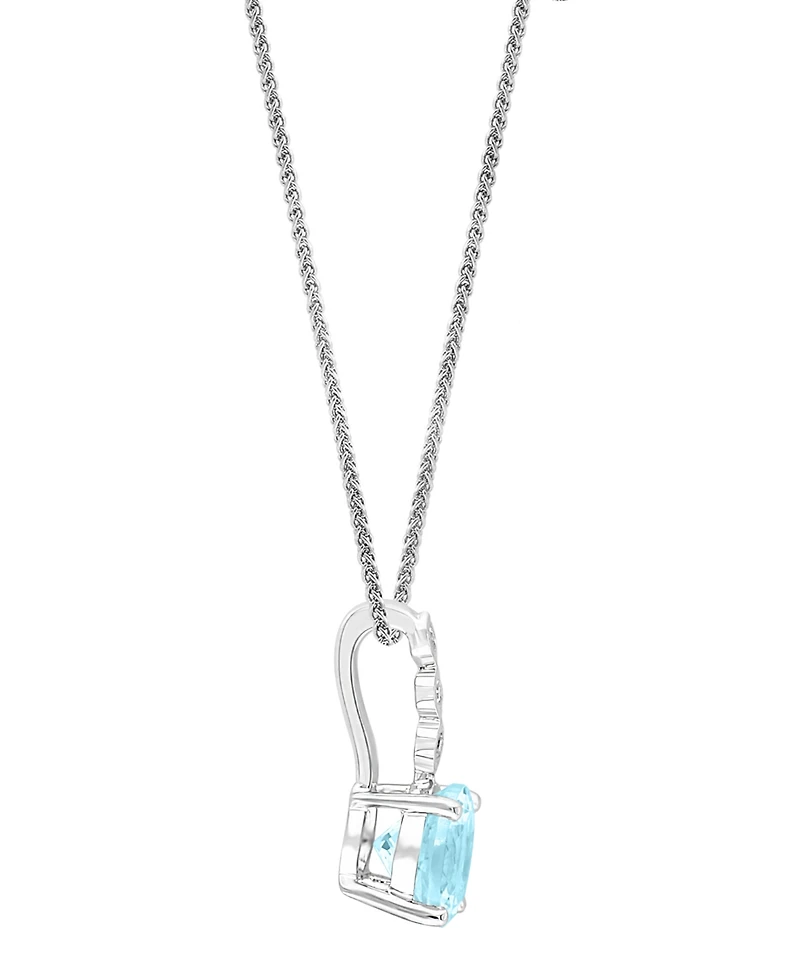 Aquamarine (3/4 ct. t.w.) & Diamond Accent 18" Pendant Necklace 14k White Gold (Also Morganite)