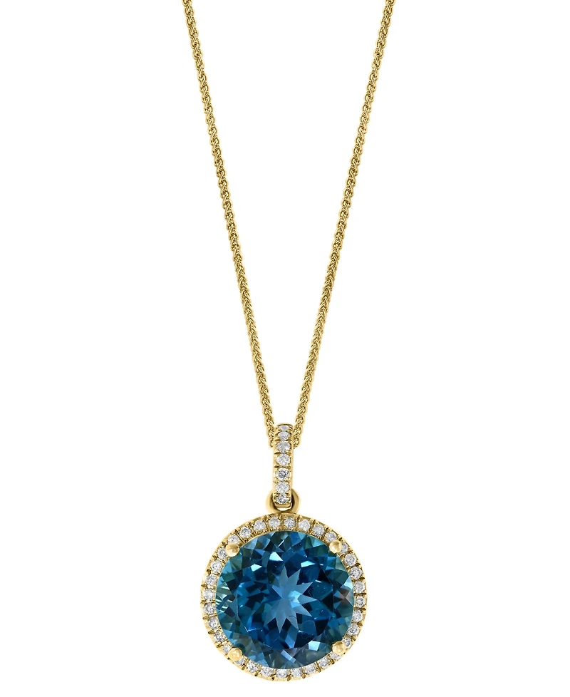 Lali Jewels London Blue Topaz (7-1/4 ct. t.w.) & Diamond (1/4 ct. t.w.) 18" Pendant Necklace in 14k Gold