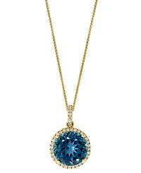 Lali Jewels London Blue Topaz (7-1/4 ct. t.w.) & Diamond (1/4 ct. t.w.) 18" Pendant Necklace in 14k Gold