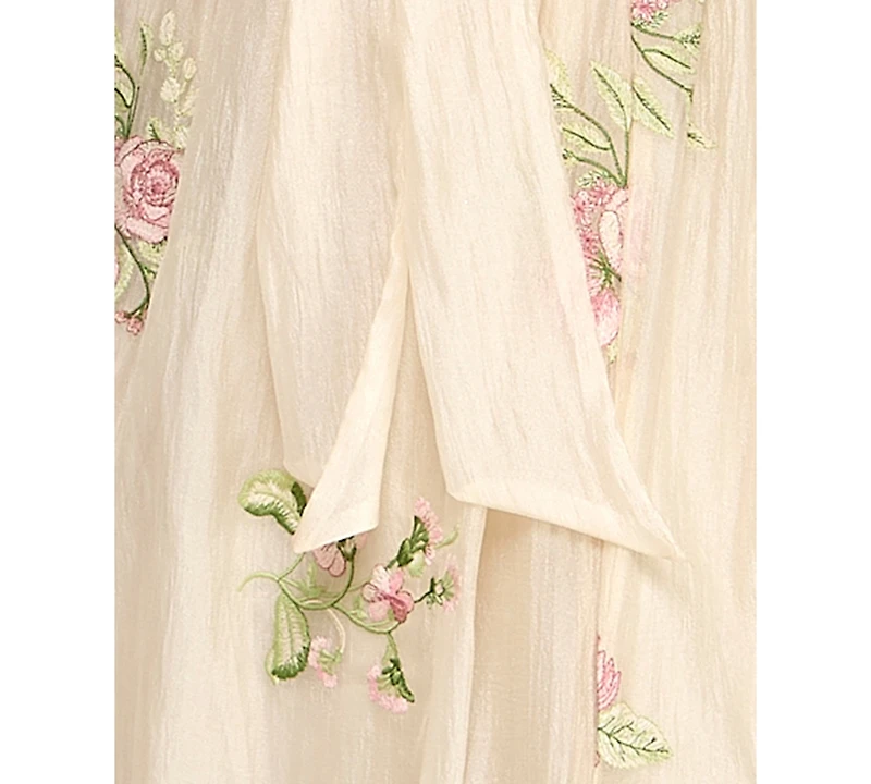 Seni & Cade Women's Floral Embroidered Strapless Tie-Front Dress