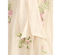 Seni & Cade Women's Floral Embroidered Strapless Tie-Front Dress