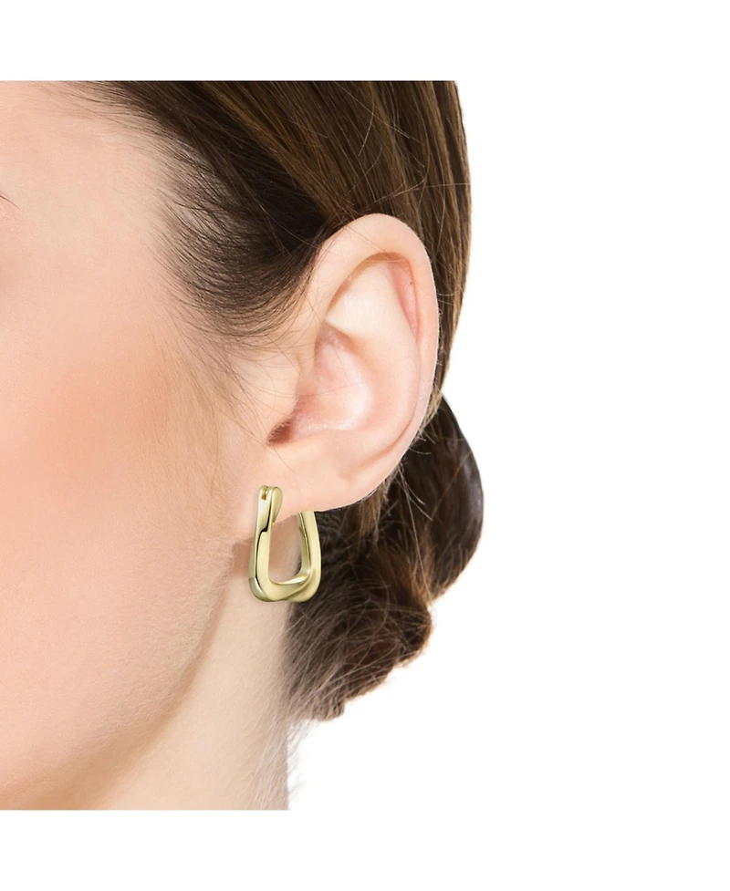 Wavy Twisted Hoop Earrings White Gold Plated or 14K