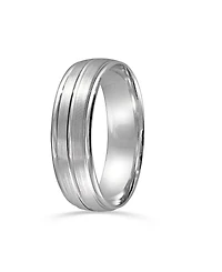 Men's Textured Beveled Edge Wedding Band in 14k White Gold