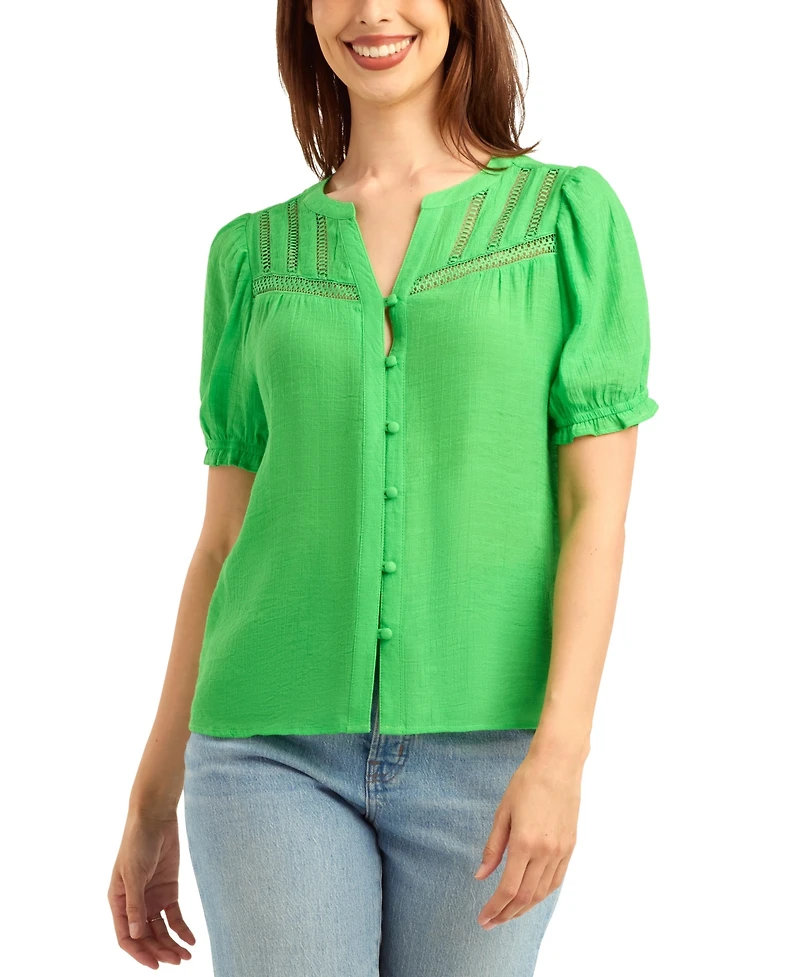 Bcx Women's Gauzy Textured V-Neck Top