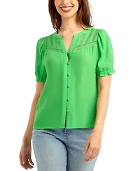 Bcx Women's Gauzy Textured V-Neck Top