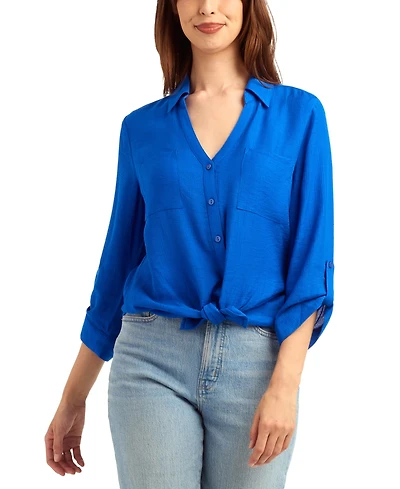Bcx Women's Textured Button-Front Top