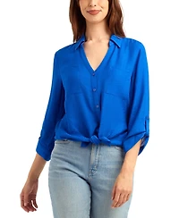 Bcx Women's Textured Button-Front Top