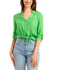 Bcx Women's Textured Button-Front Top