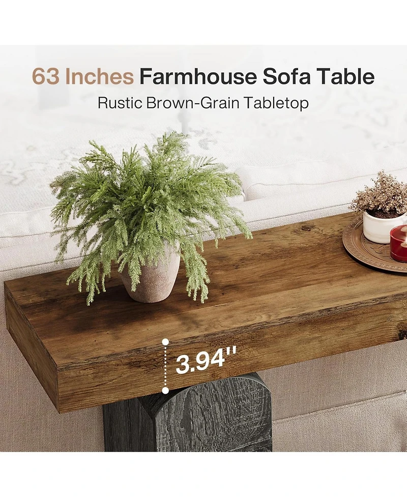 Tribesigns 63" Long Entryway Table, Farmhouse Console Table with 2 Arched Pedestal Legs