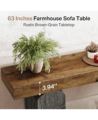 Tribesigns 63" Long Entryway Table, Farmhouse Console Table with 2 Arched Pedestal Legs