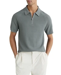 Reiss Men's Textured-Knit Half-Zip Polo Shirt
