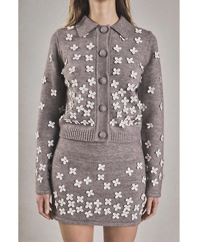 endless rose Women's Flower Detail Knit Cardigan