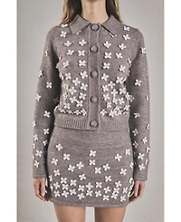 endless rose Women's Flower Detail Knit Cardigan