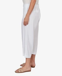 Ruby Rd. Plus Stretch Linen Wide-Leg Fly-Front Capri Pants