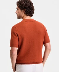 Alfani Men's Short-Sleeve Textured Collared Sweater, Macy's Exclusive