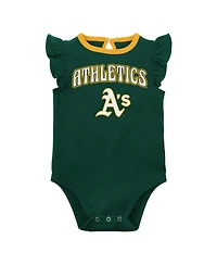 Outerstuff Baby Boys and Girls Two-Pack Green/Heather Gray Athletics Little Fan Bodysuit Set