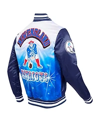 Pro Standard Men's Navy New England Patriots Sublimated Satin Full-Snap Jacket