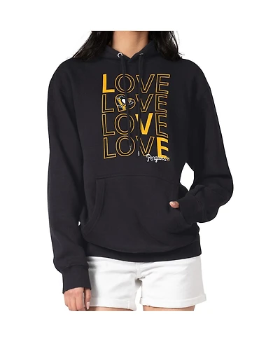 G-iii 4Her by Carl Banks Women's Black Pittsburgh Penguins Hockey Love Fleece Pullover Hoodie