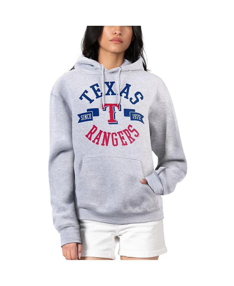 G-iii 4Her by Carl Banks Women's Heather Gray Texas Rangers City Graphic Pullover Hoodie