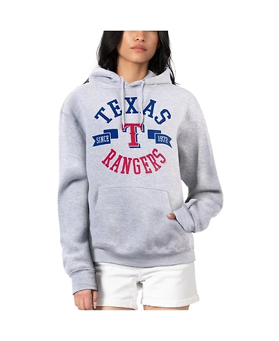 G-iii 4Her by Carl Banks Women's Heather Gray Texas Rangers City Graphic Pullover Hoodie