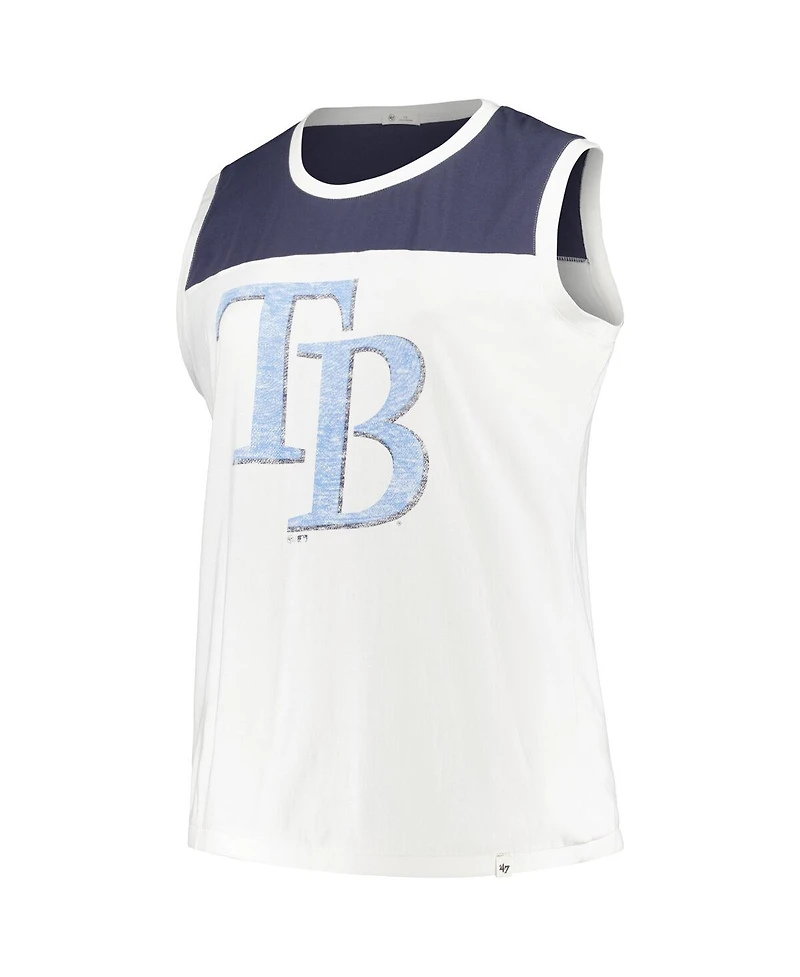 '47 Brand Women's White/Navy Tampa Bay Rays Plus Waist Length Muscle Tank Top