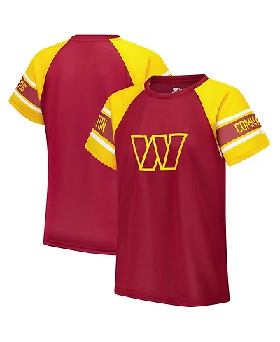 Starter Women's Burgundy Washington Commanders 1st Rounder Color Block Raglan Top
