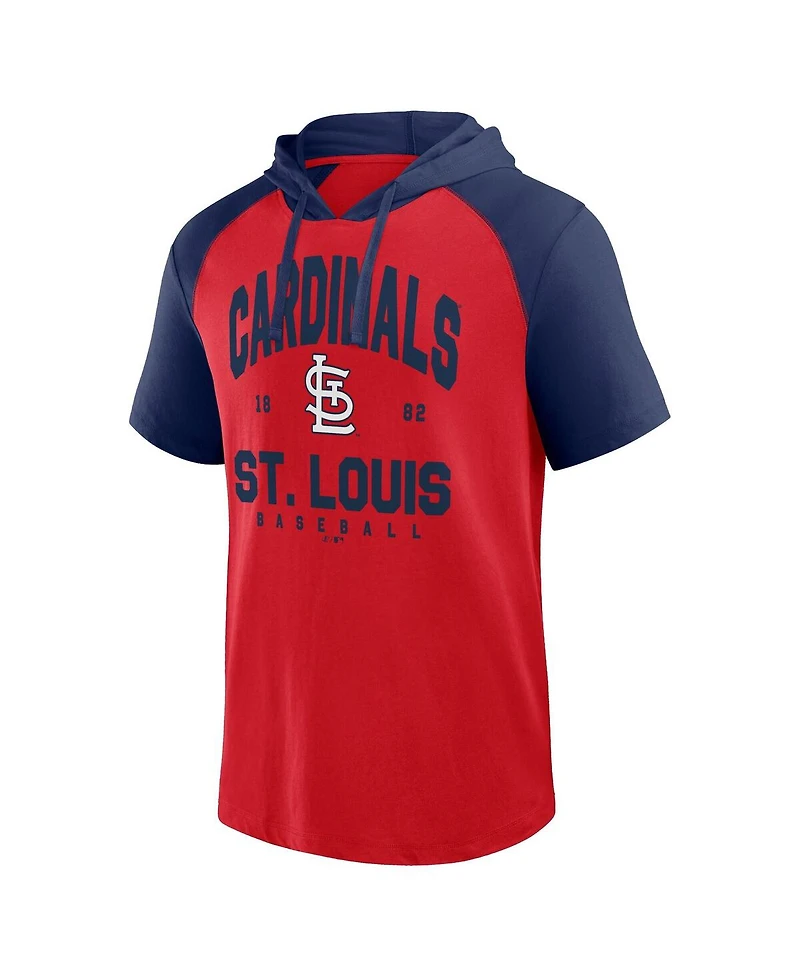 Logo Athletic Men's Red St. Louis Cardinals Prime Raglan Short Sleeve Hoodie T-Shirt
