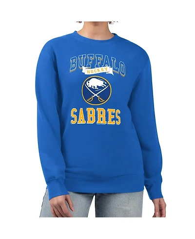G-iii 4Her by Carl Banks Women's Royal Buffalo Sabres Team Logo Tri-Blend Fleece Pullover Sweatshirt