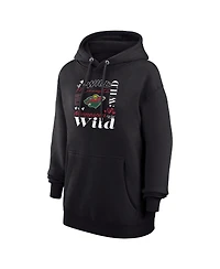 G-iii 4Her by Carl Banks Women's Black Minnesota Wild Collage Team Graphic Tri-Blend Fleece Pullover Hoodie