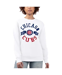 G-iii 4Her by Carl Banks Women's White Chicago Cubs Team Logo Fleece Pullover Sweatshirt