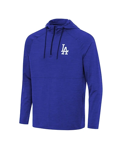 Antigua Men's Heather Royal Los Angeles Dodgers Spikes Quarter-Zip Pullover Hoodie