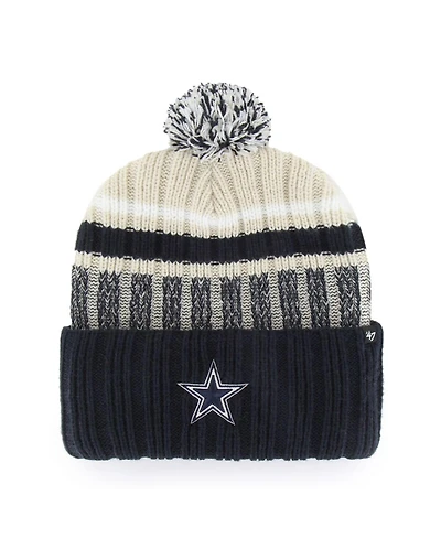 '47 Brand Men's Navy Dallas Cowboys Long Range Cuffed Knit Hat with Pom