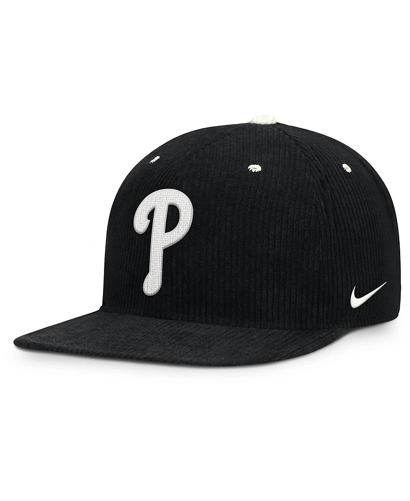 Nike Men's Black Philadelphia Phillies Pro Corduroy Structured Snapback Hat