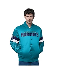 Starter Men's Teal Charlotte Hornets Triple Option Varsity Full-Snap Satin Jacket