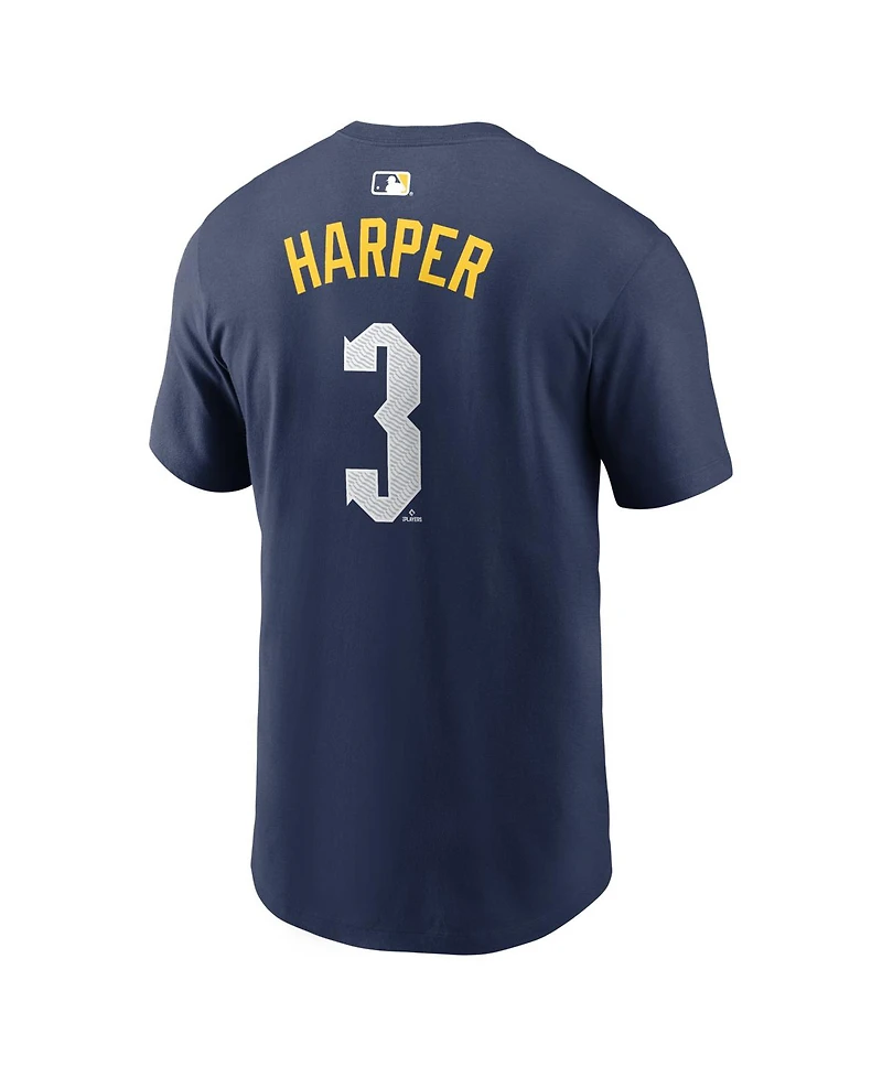 Nike Men's Bryce Harper Navy Philadelphia Phillies City Connect Name Number T-Shirt