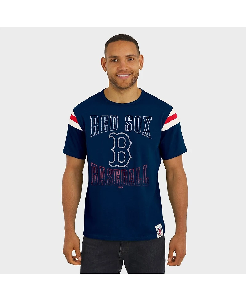 Darius Rucker Collection By Fanatics Men's Navy Boston Red Sox Distressed Sleeve Stripe T-Shirt