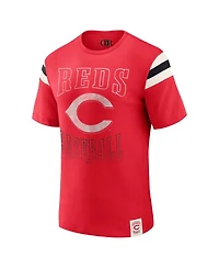 Darius Rucker Collection By Fanatics Men's Red Cincinnati Reds Distressed Sleeve Stripe T-Shirt