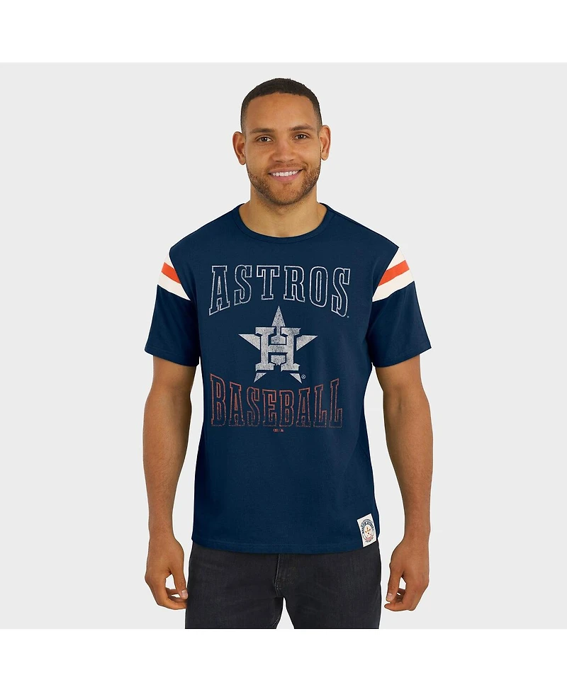 Darius Rucker Collection By Fanatics Men's Navy Houston Astros Distressed Sleeve Stripe T-Shirt