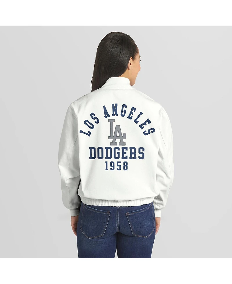 Wear by Erin Andrews Women's White Los Angeles Dodgers Full-Zip Bomber Jacket
