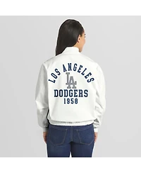 Wear by Erin Andrews Women's White Los Angeles Dodgers Full-Zip Bomber Jacket